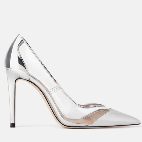 NWT Zara Silver Vinyl High Heel - Picture 3 of 9